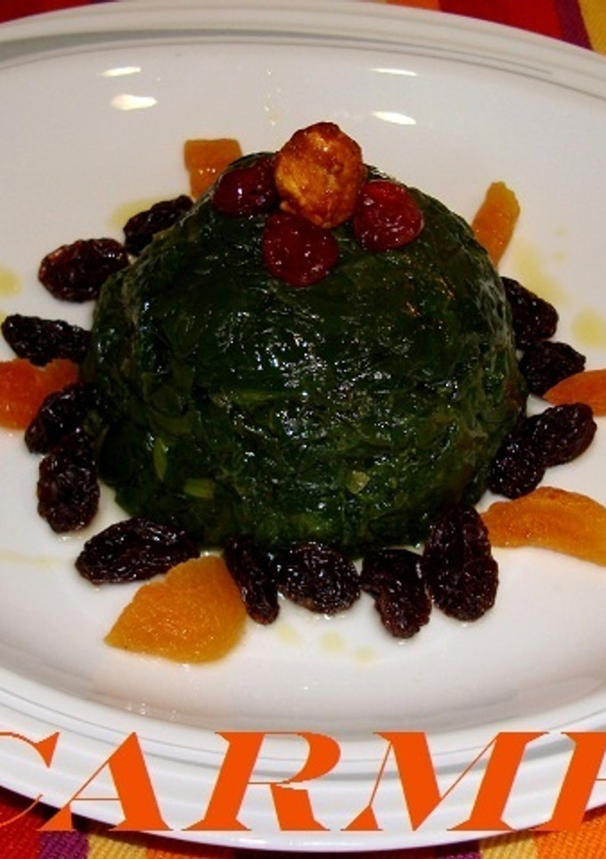 Una foto de Flan de espinacas y frutas secas (dieta)