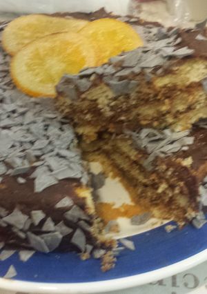 Una foto de Bizcocho de chocolate y naranja