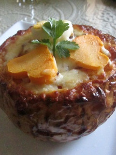 Una foto de Calabaza rellena de pollo para dos