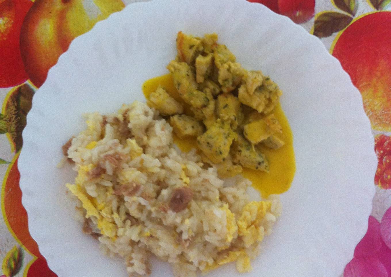 Pechuga de pollo a taquitos en salsa de naranja