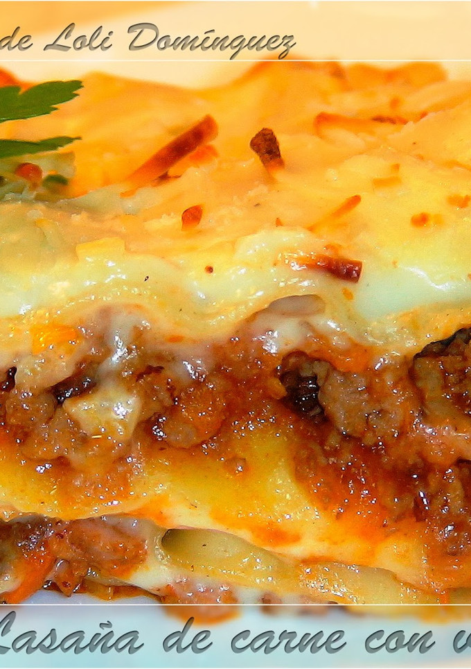 Una foto de Lasaña de carne con verduras