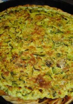 Una foto de Tarta de zapallitos redondos o zucchini