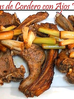 Una foto de Costillas de cordero con ajos tiernos