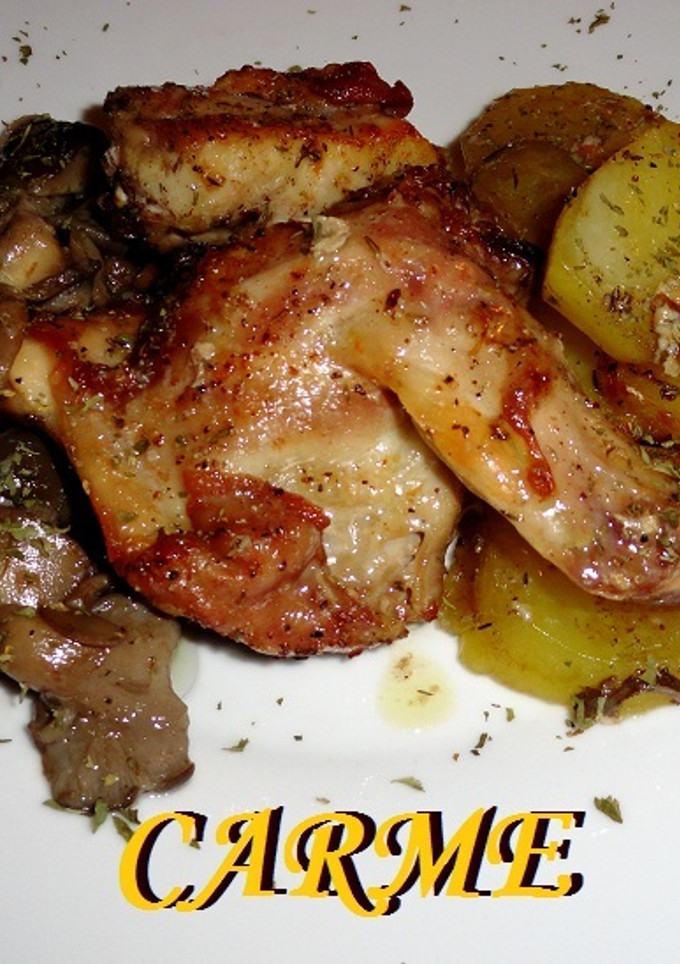 Una foto de Conejo asado a las hierbas