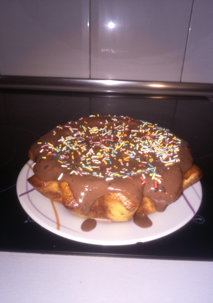 Una foto de Tarta de mandarina con cobertura de chocolate