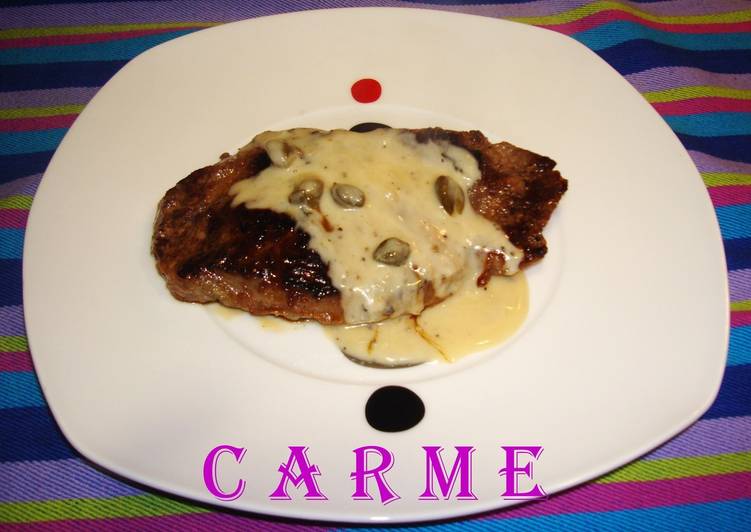 Entrecot de ternera asado con salsa de alcaparras