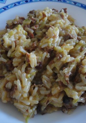 Una foto de Risotto de repollo y androlla