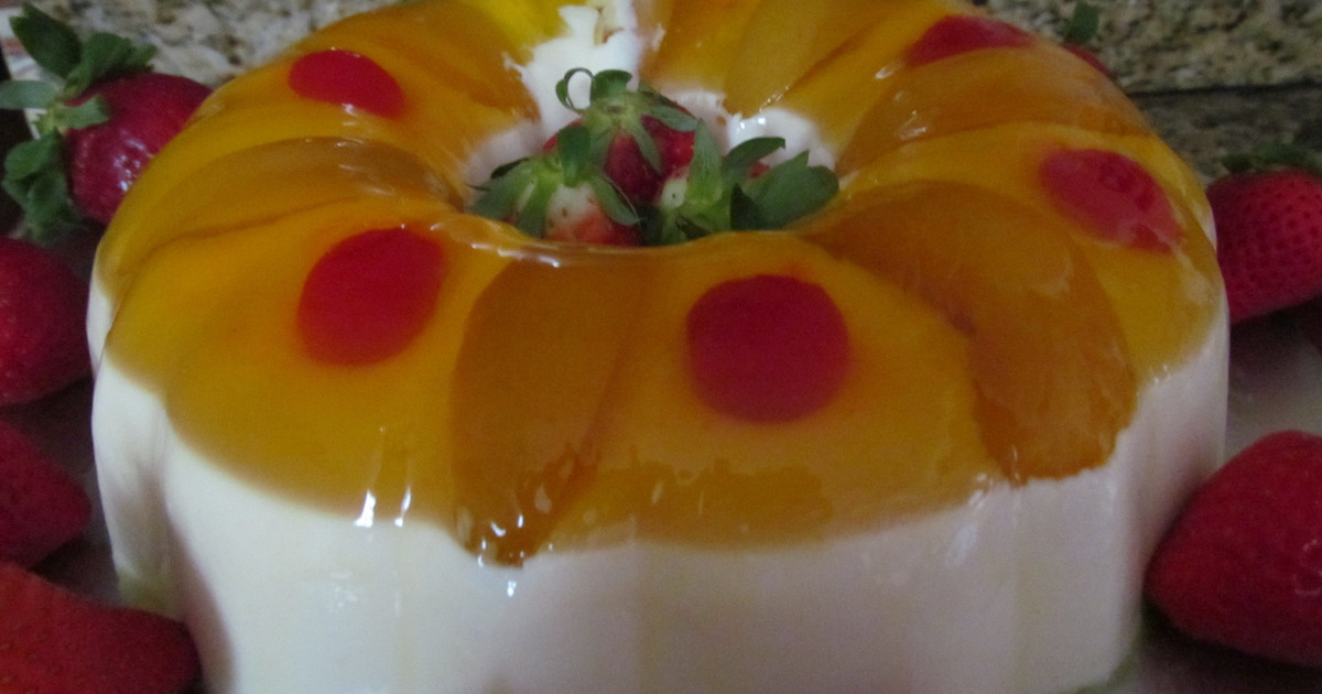 Gelatina De Agua Sabor Piña Con Duraznos Y Tres Leches Receta de ...
