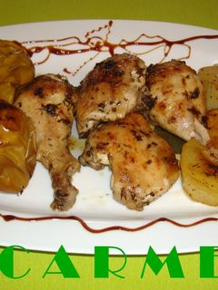 Una foto de Pollo asado con manzanas
