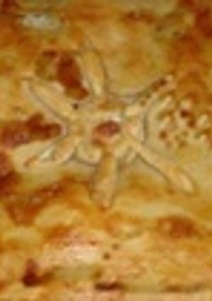 Una foto de Hojaldre relleno de pimientos y carne