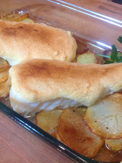 Una foto de Bacalao a la muselina de ajos