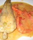 Colas de rape con salsa de gambas