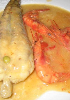 Una foto de Colas de rape con salsa de gambas