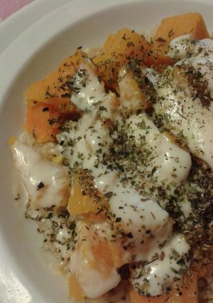 Una foto de Calabaza con queso y orégano