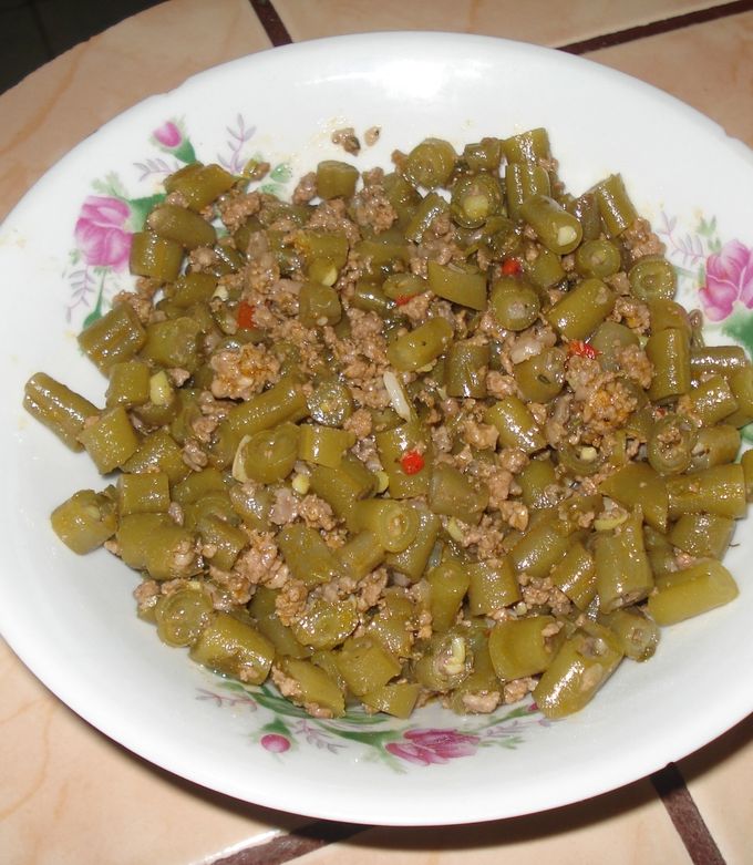 Una foto de Picadillo de vainicas (Judias verdes) y carnita molida