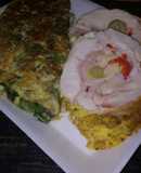 Pollo arrollado con omellette de espinaca y maíz