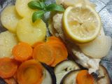 Pollo y verduras al vapor