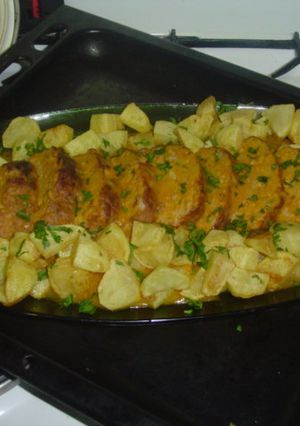 Una foto de Erizo con patatas (es un plato de carne)