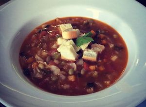 Una foto de Sopa minestrone