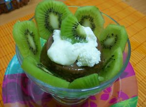 Una foto de Flan chocolateado