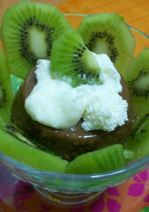 Una foto de Flan chocolateado