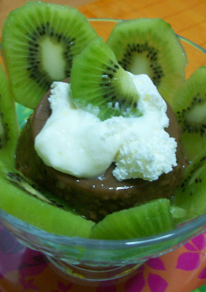 Una foto de Flan chocolateado