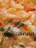 Tortilla de patata, pimientos y cebolla