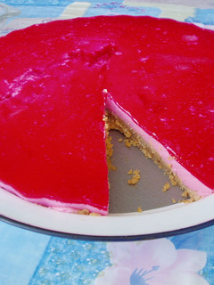 Una foto de Tarta de queso y frambuesa