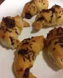 Mini croissants rellenos de chocolate