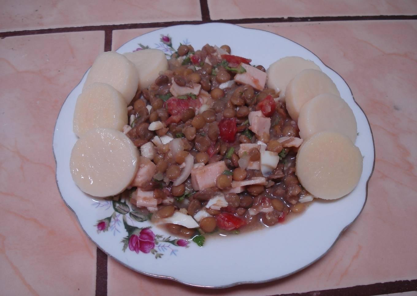 Ensalada de lentejas con jamon <br />