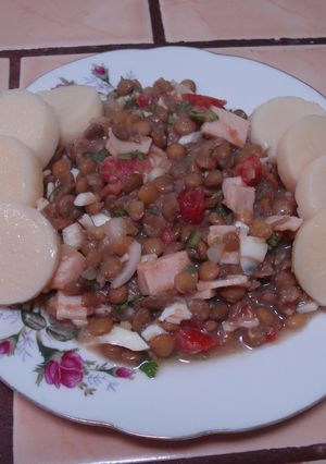 Una foto de Ensalada de lentejas con jamon