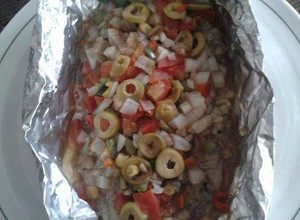 Una foto de Filete de pescado empapelado