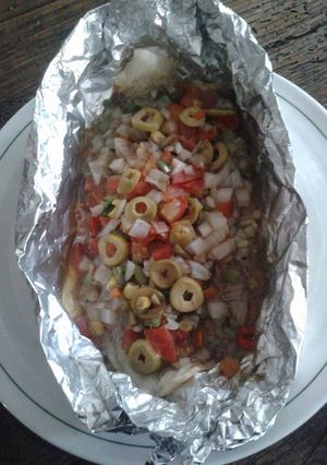 Una foto de Filete de pescado empapelado