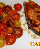 Salmón con coca-cola y ensalada de cherrys
