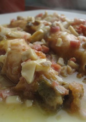 Una foto de Flamenquines de puerro en salsa