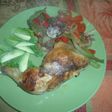Pollo con pimientos, champiñones y cajún