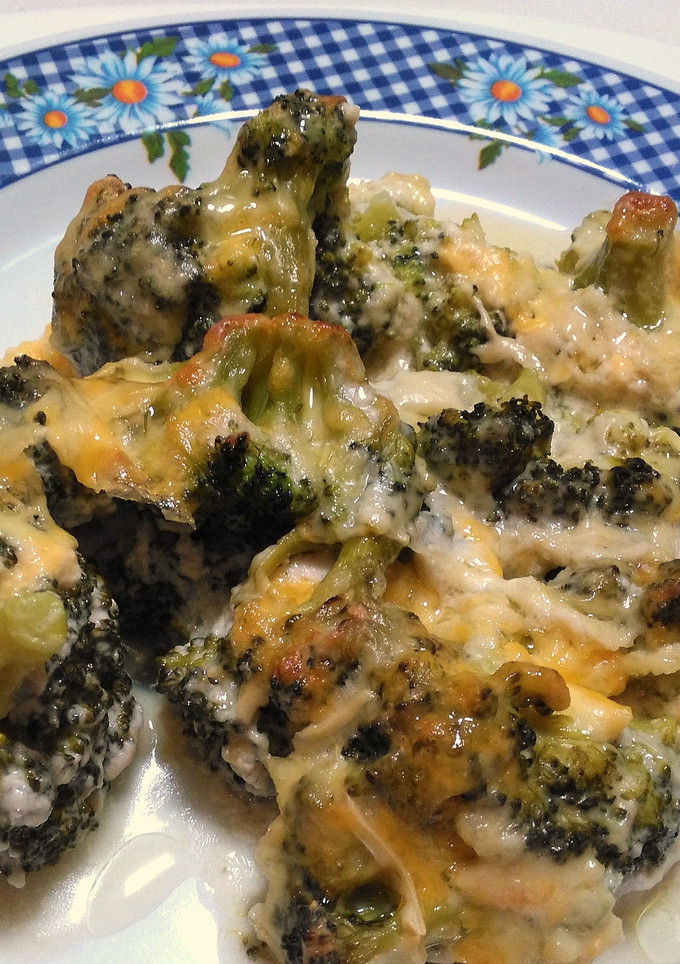 Una foto de Brócoli al roquefort gratinado