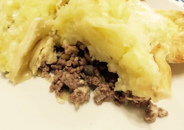 Pastel de carne con puré de patata y boniato