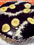 Tarta mousse sabayón de chocolate con limón, plátano y coco