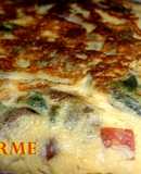 Tortilla de espinacas y setas con jamón