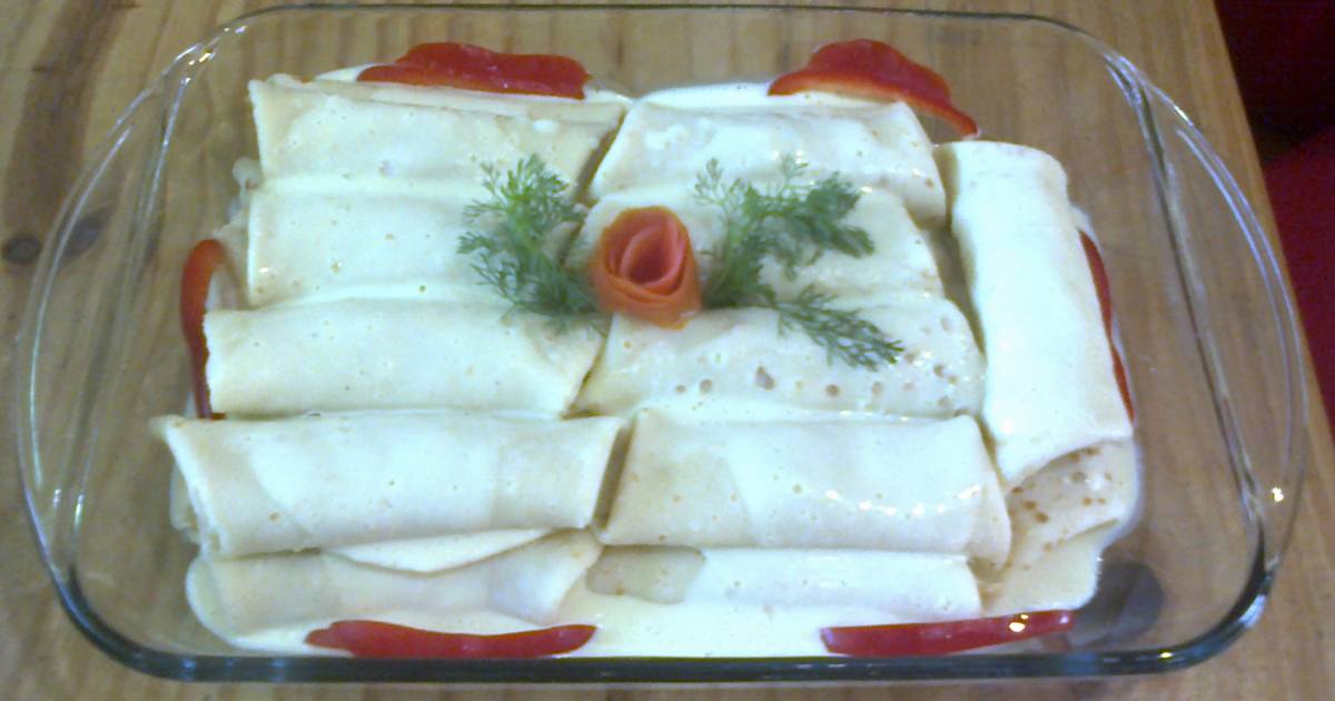 Crepes rellenos de frutos del mar Receta de juan rosario Cookpad