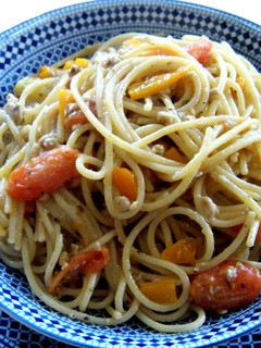 Una foto de Espagueti con foie de bacalao