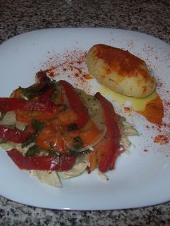 Una foto de Pez palo con vegetales