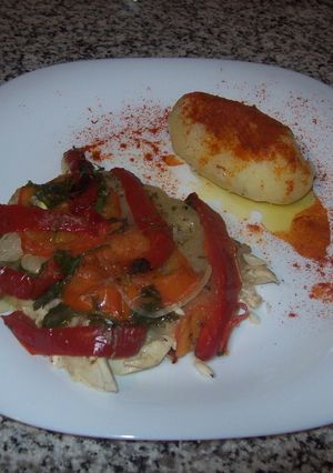 Una foto de Pez palo con vegetales