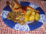 Picantones marinados asados