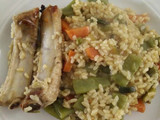Arroz con verduras y costillas de cerdo