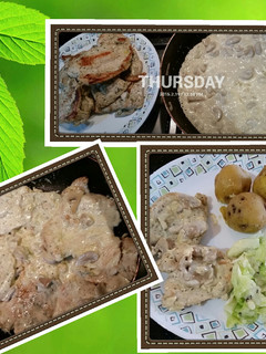 Una foto de Pollo con crema de champiñones