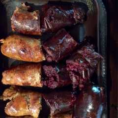 A picture of Chorizos y morcillas a la parrilla.