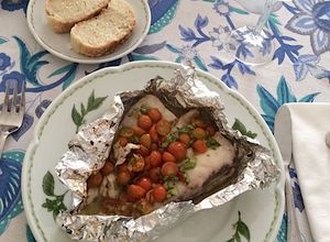 Una foto de Corvina negra al "cartoccio"