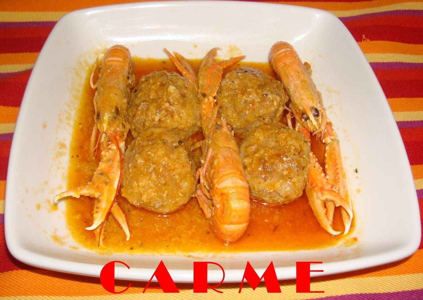 Albóndigas con cigalas<br />